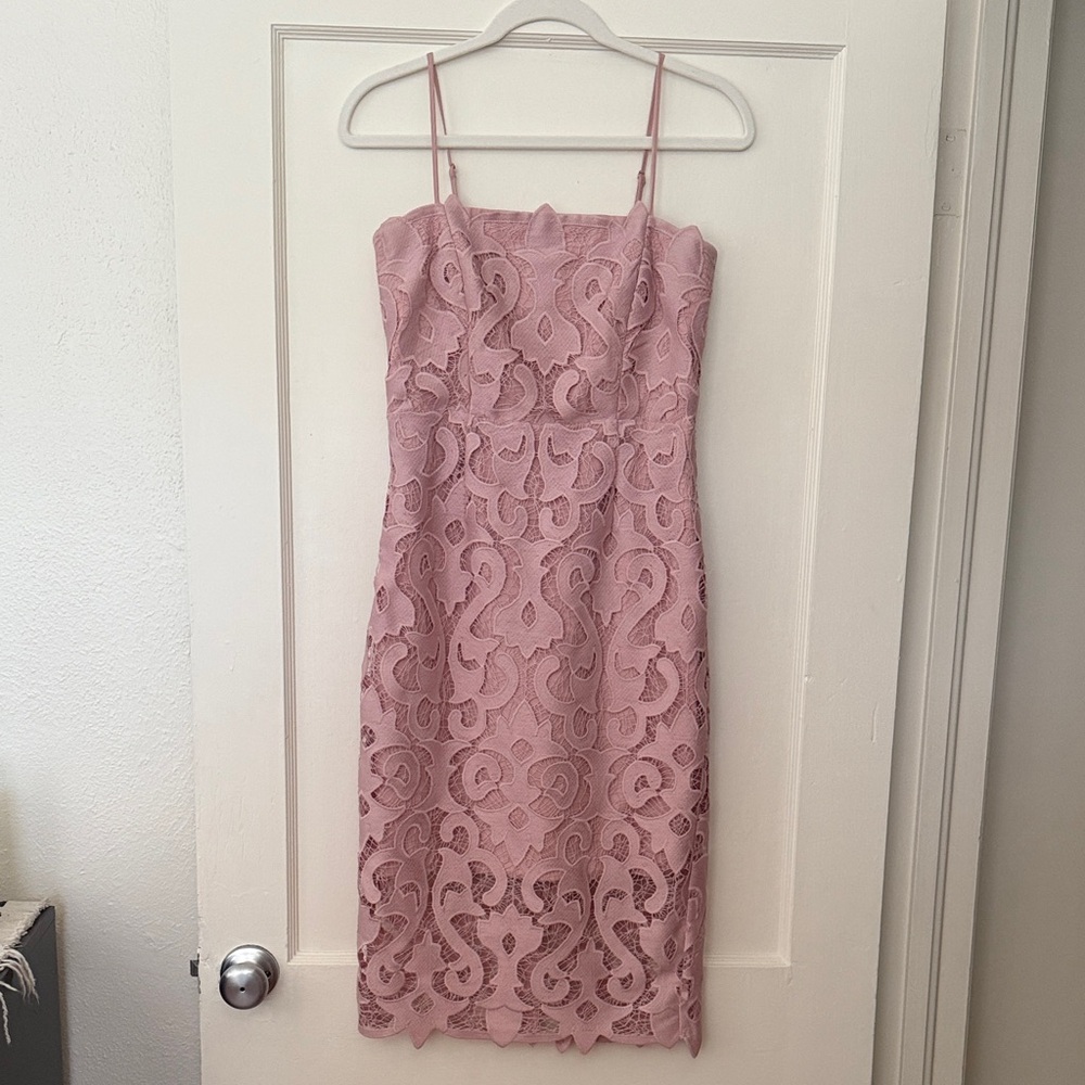 Bardot Strapless Pink Lace Dress